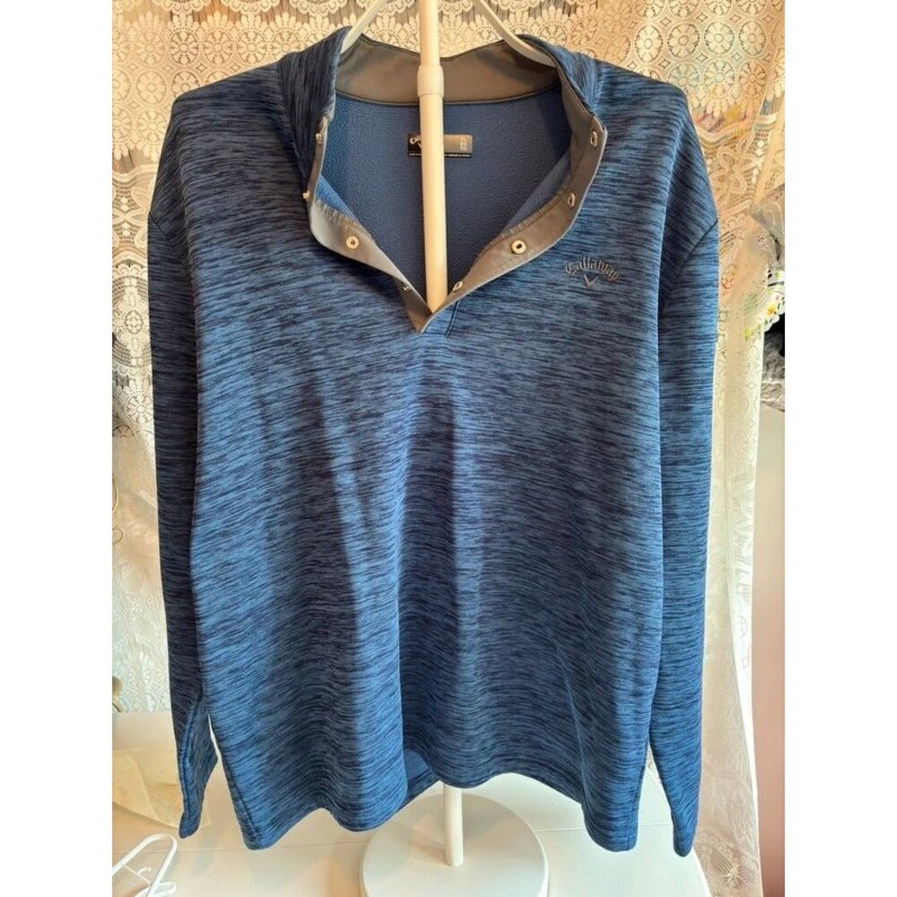 Callaway Golf Blue Space Dye 1/4 Snap Fleece Pullover Men's XL